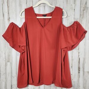 Torrid Cold Shoulder V-Neck Blouse Burnt Orange Size 3X